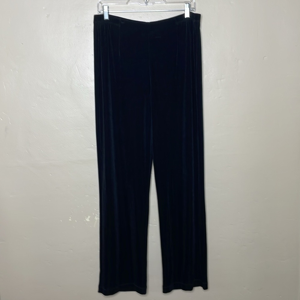 CHICO’S TRAVELERS Pants Black Liquid Knit Wide leg Elastic Waistband Pull-On - Picture 8 of 9